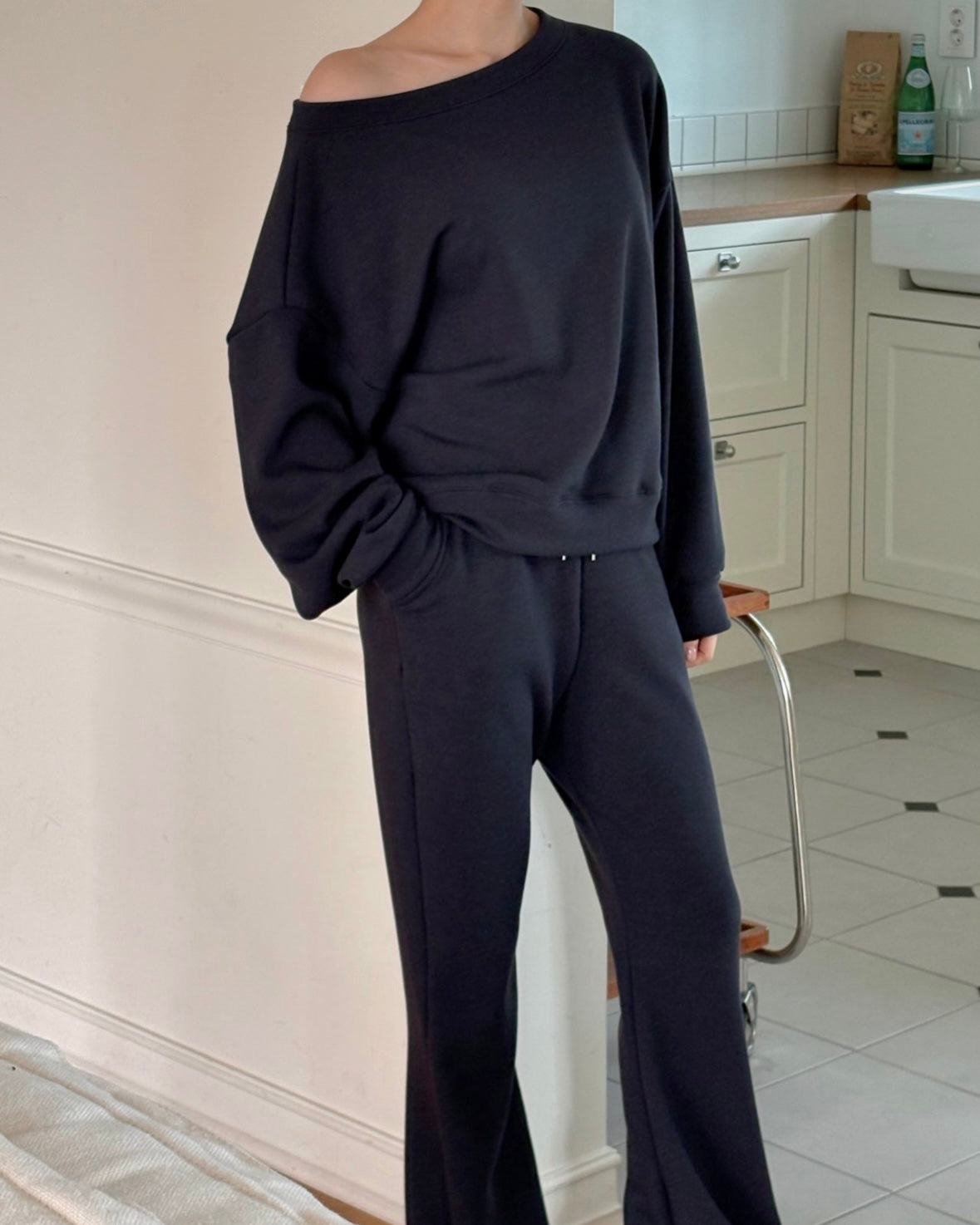 Fleece-Lined Boat Neck Sweatshirt & Pants