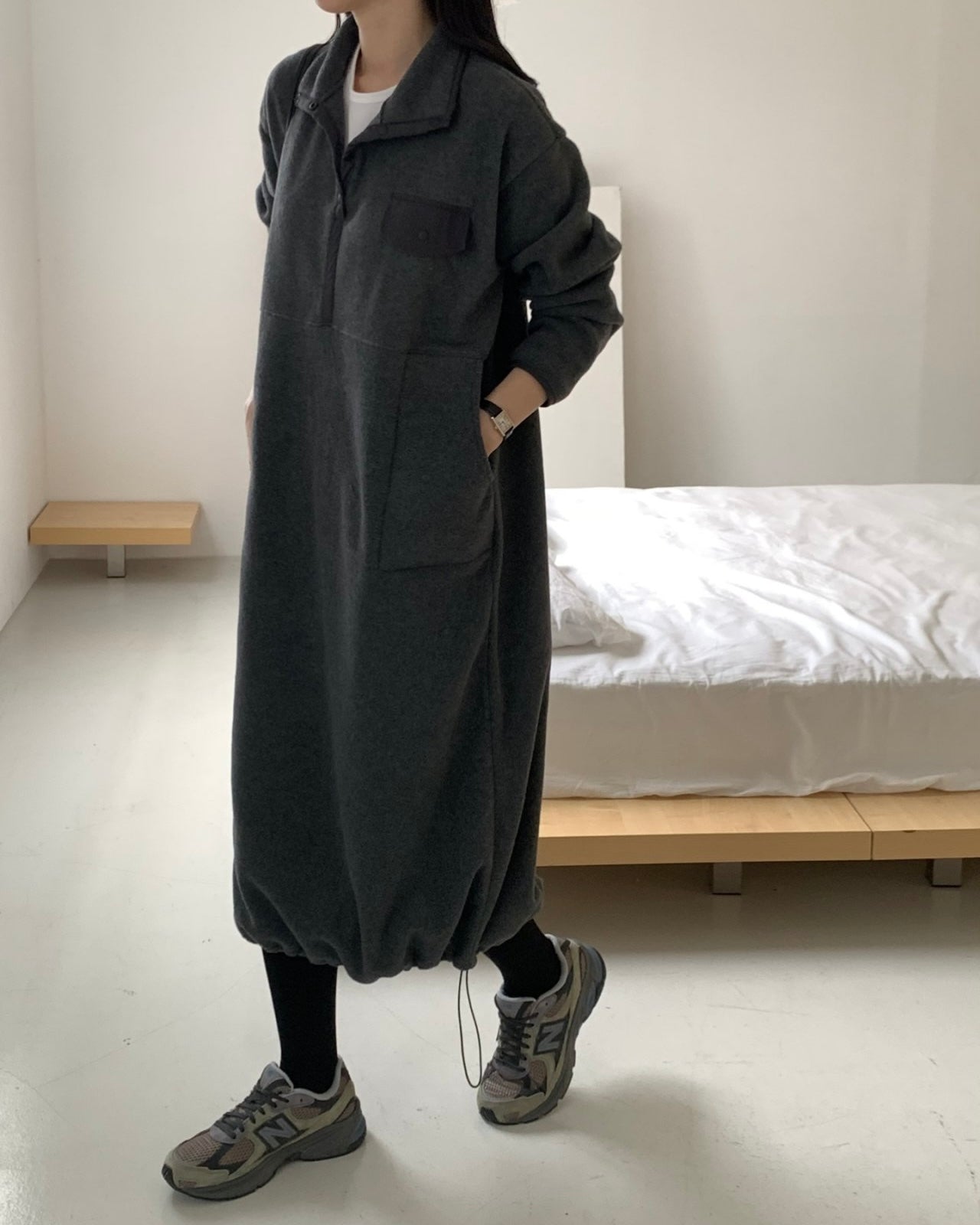 Cozy Fleece Snap Front Dress