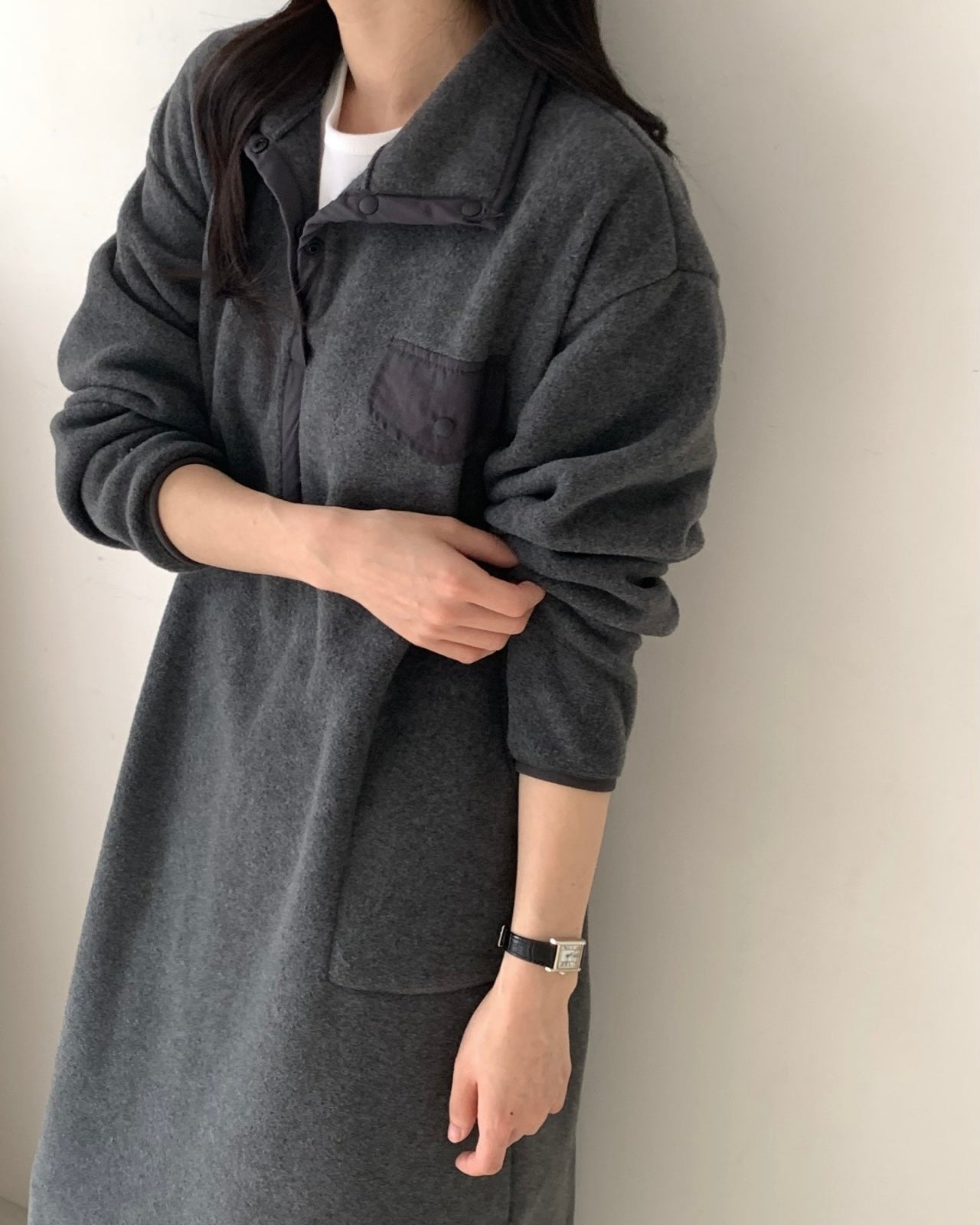 Cozy Fleece Snap Front Dress