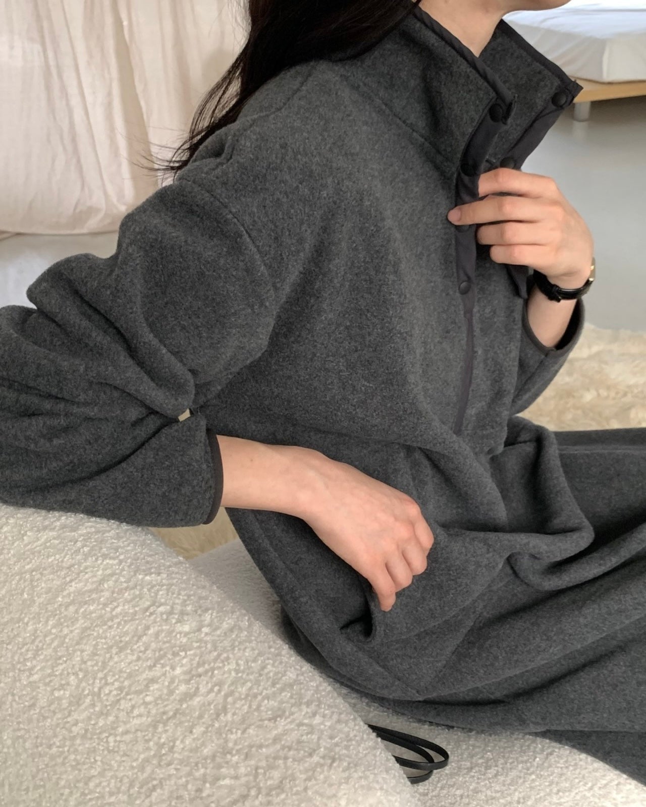 Cozy Fleece Snap Front Dress