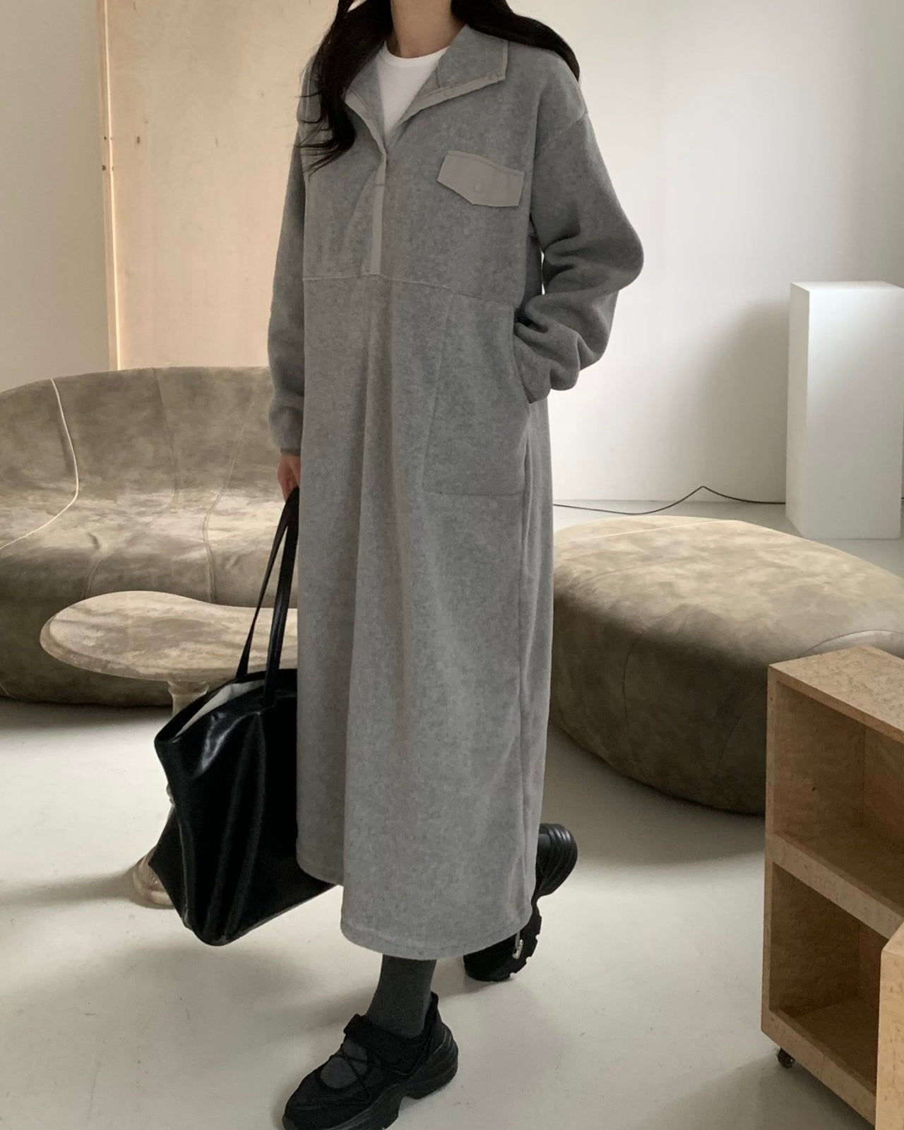 Cozy Fleece Snap Front Dress