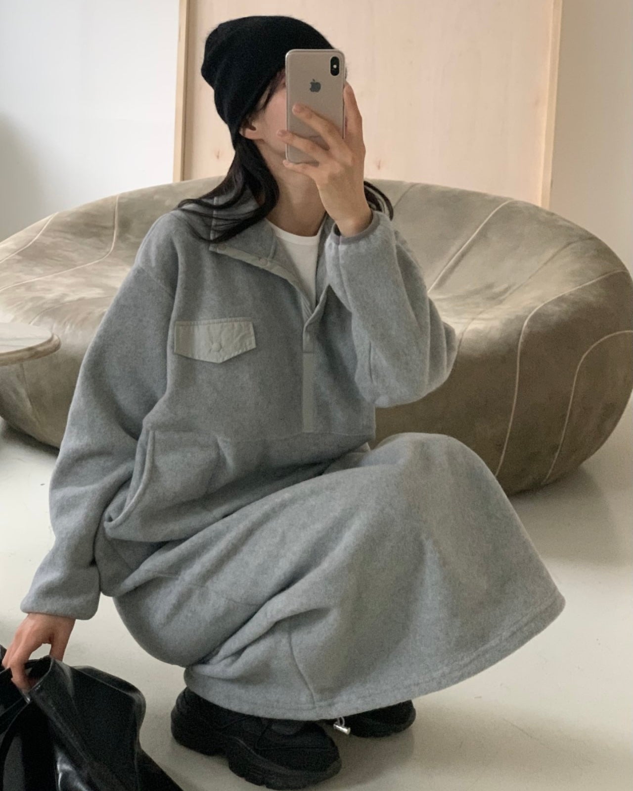 Cozy Fleece Snap Front Dress