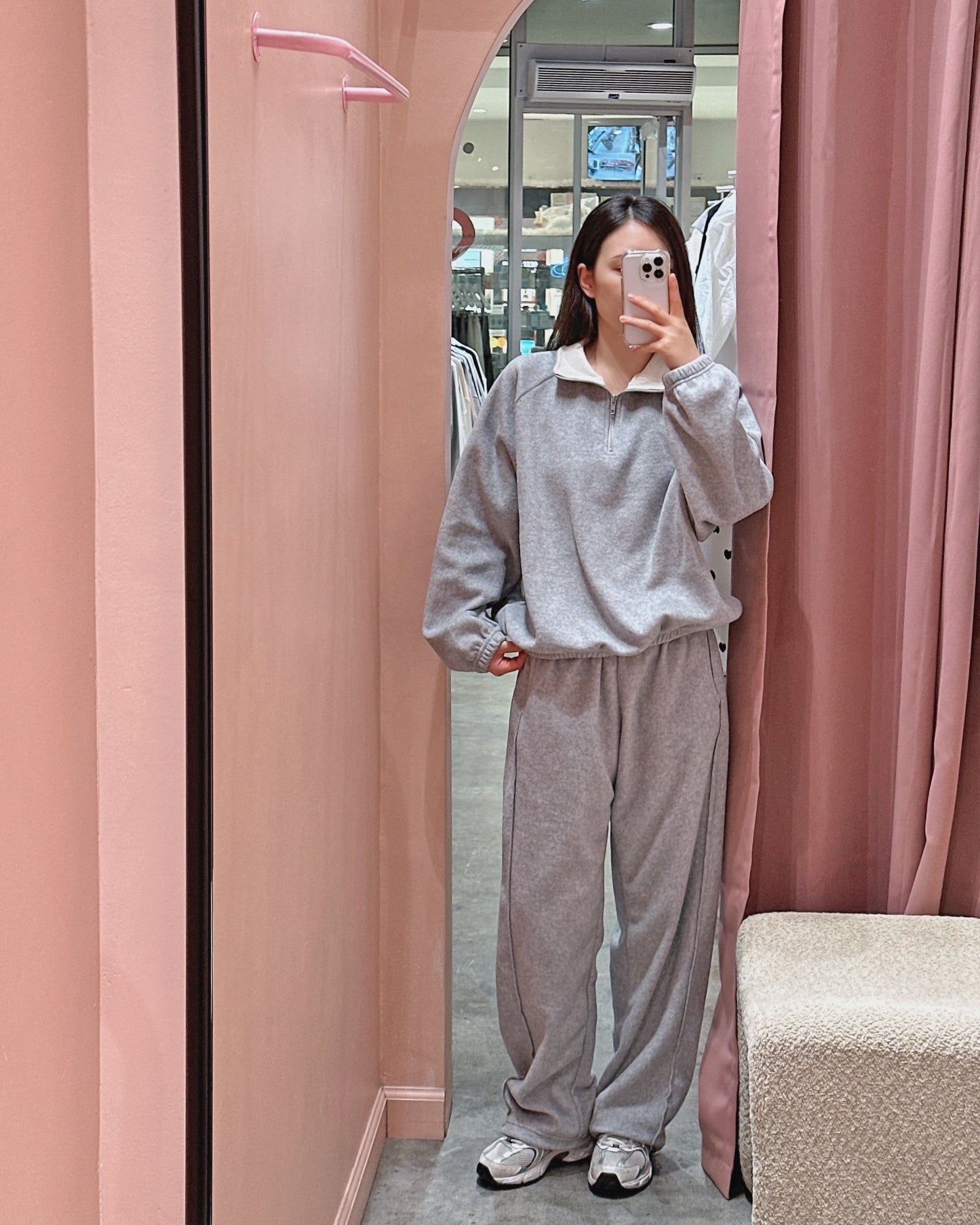 Corduroy Collar Fleece Tracksuit Set