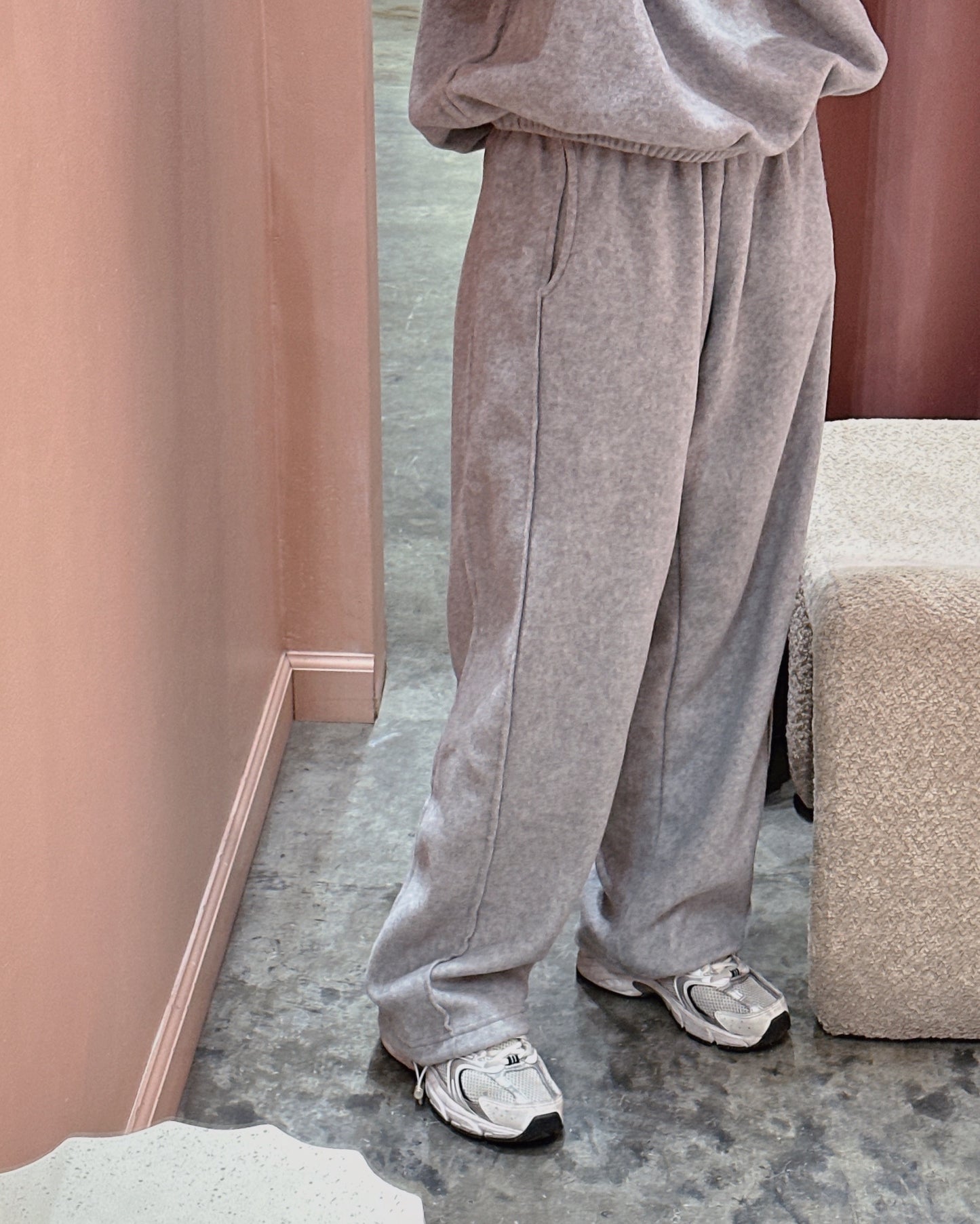 Corduroy Collar Fleece Tracksuit Set