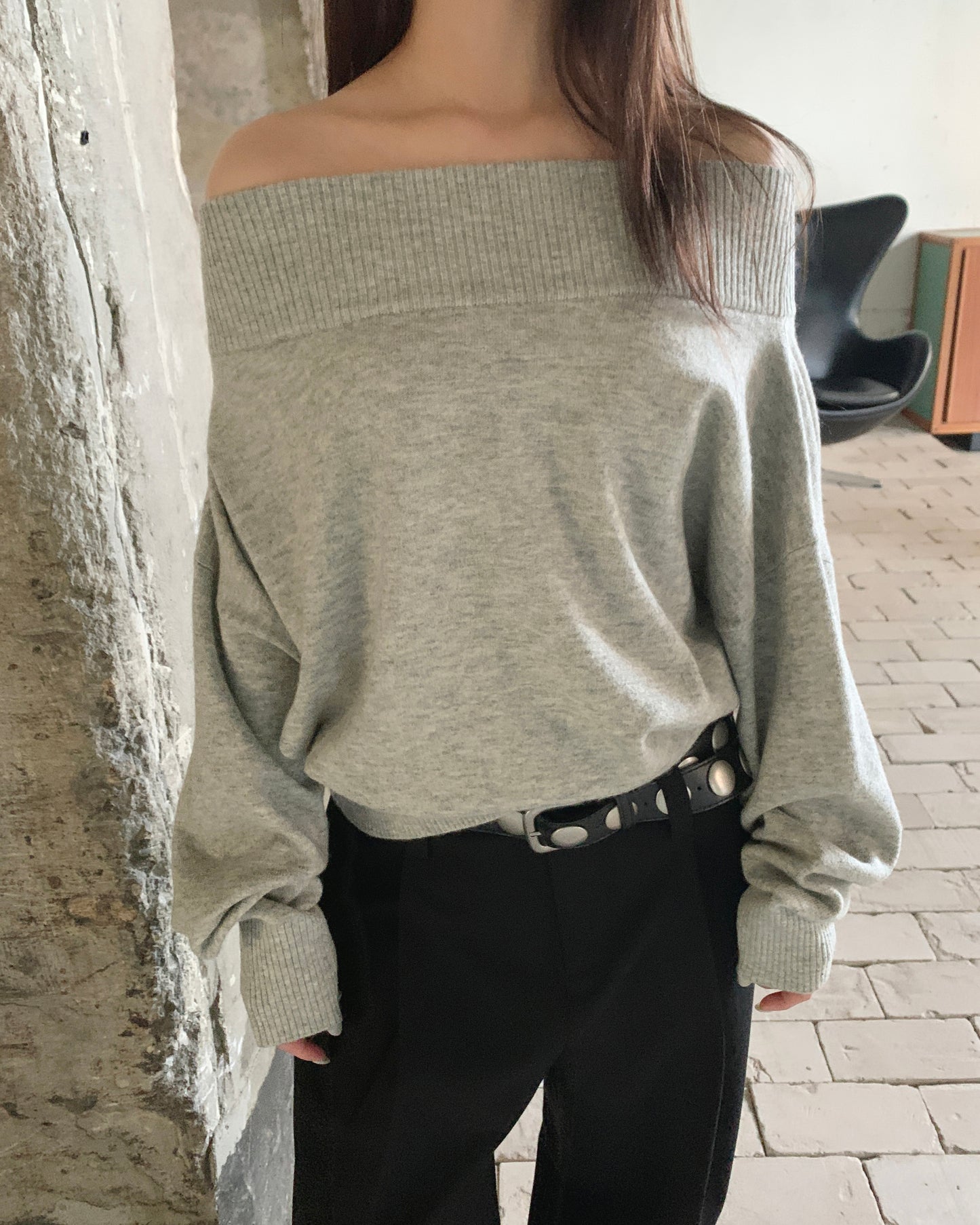 Soft Ribbed Off-Shoulder Knit