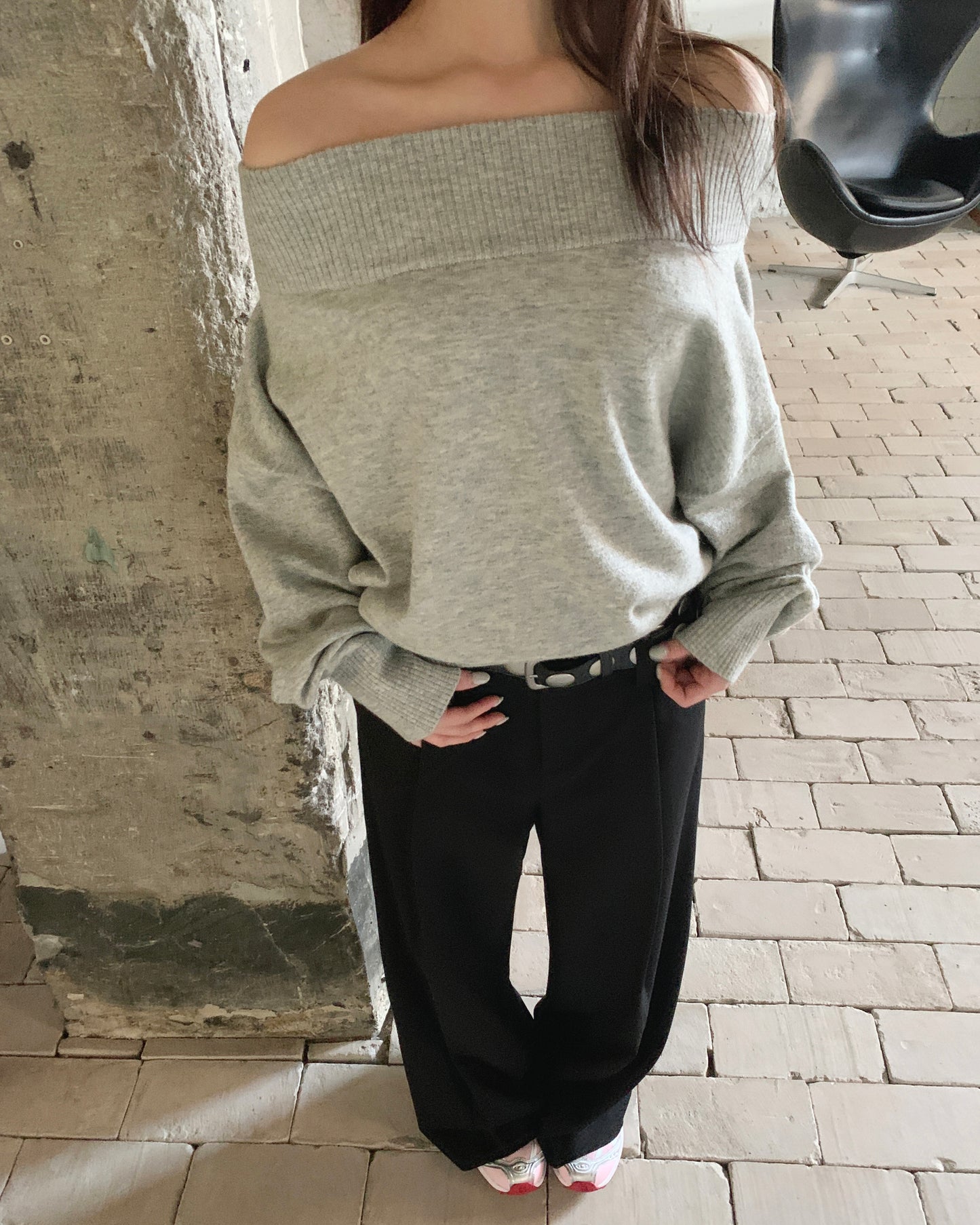 Soft Ribbed Off-Shoulder Knit