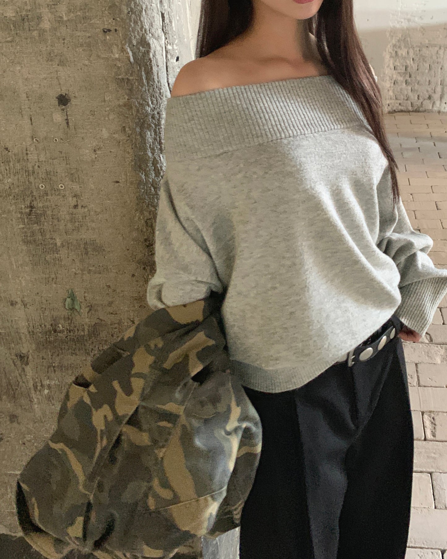 Soft Ribbed Off-Shoulder Knit