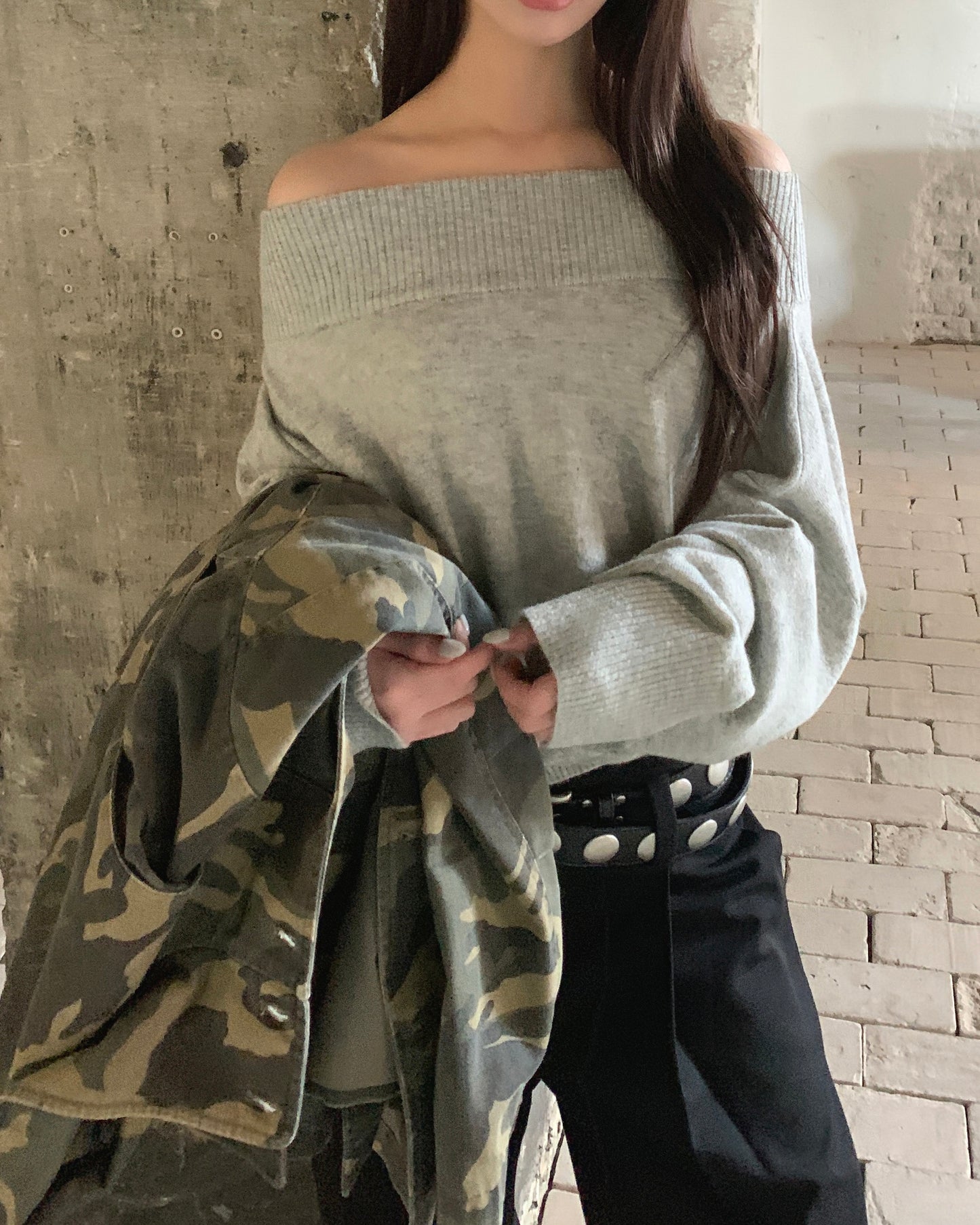 Soft Ribbed Off-Shoulder Knit