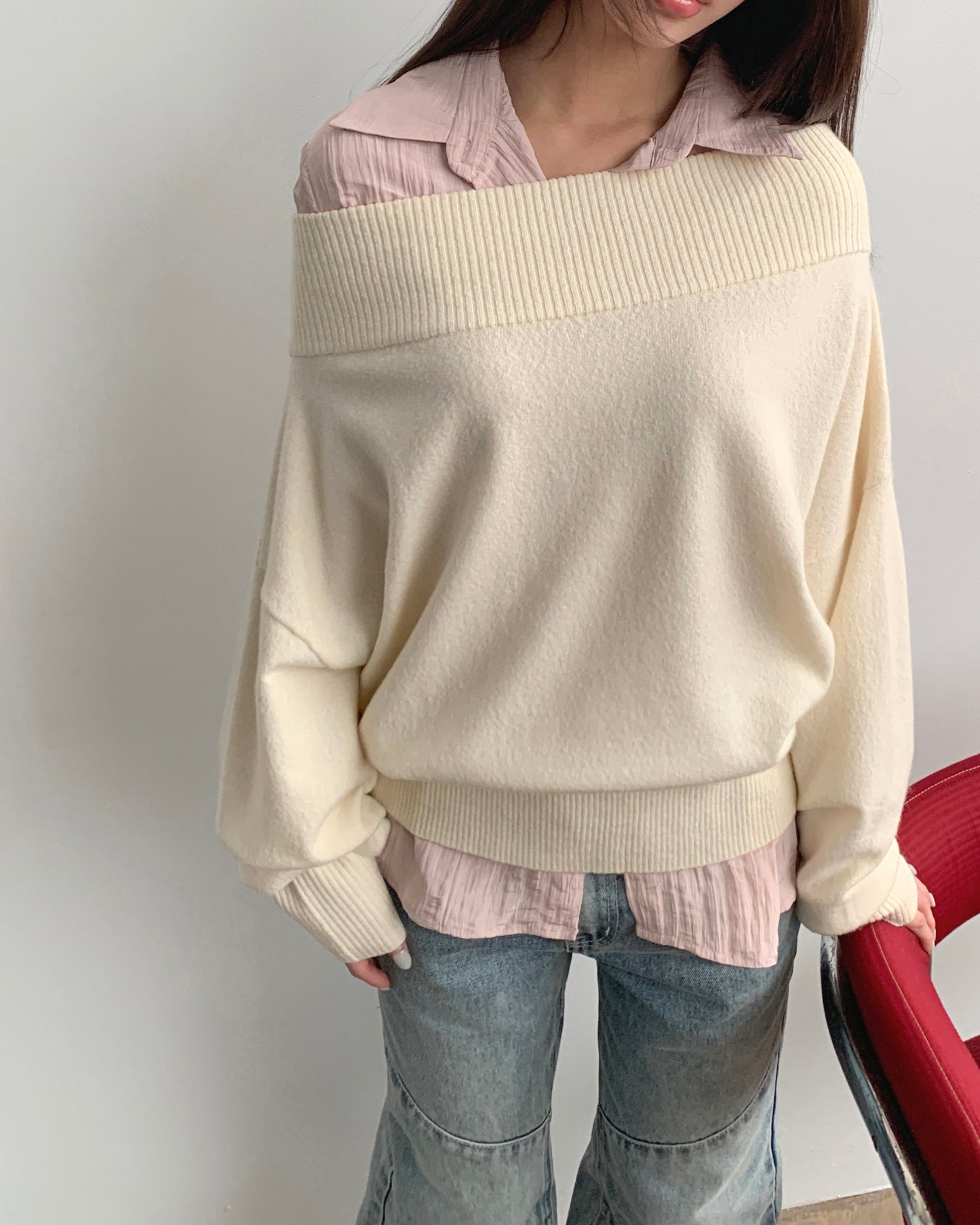 Soft Ribbed Off-Shoulder Knit