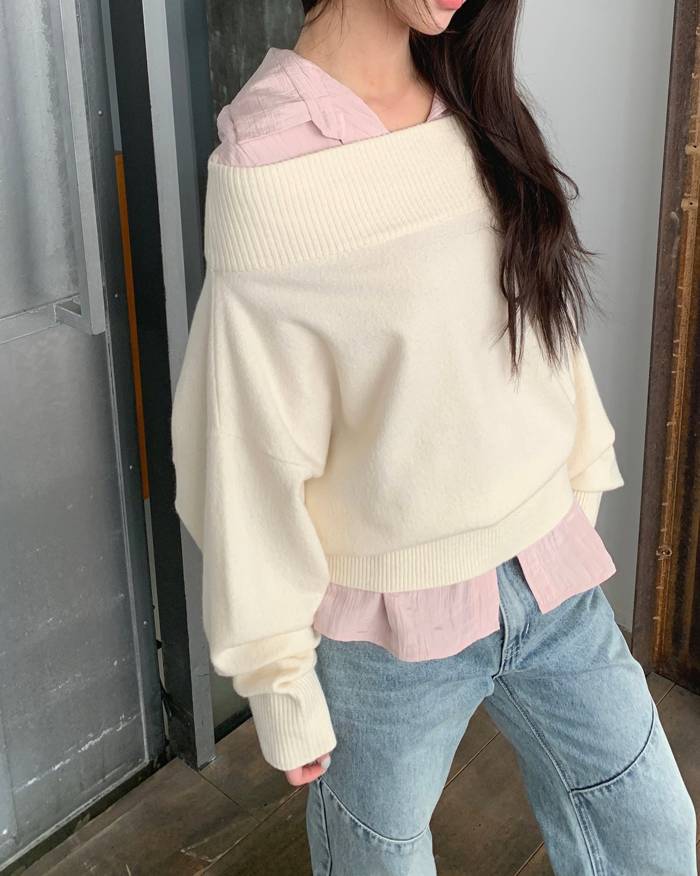 Soft Ribbed Off-Shoulder Knit