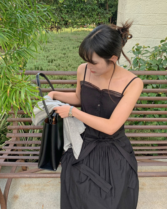 Pintuck Layering Maxi Dress