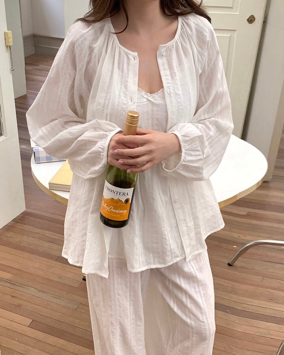 Linen Cami Cardigan Pajama Set