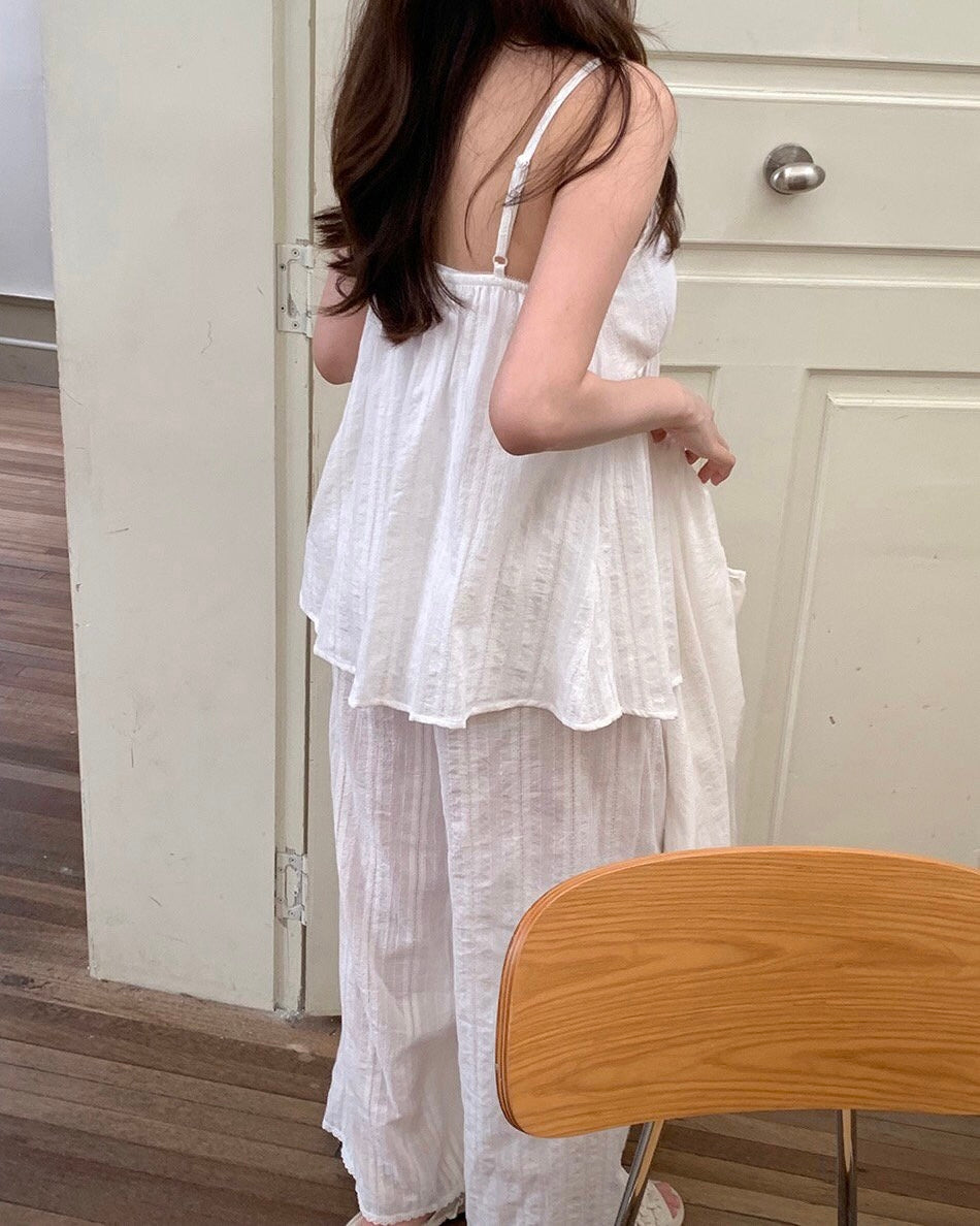 Linen Cami Cardigan Pajama Set