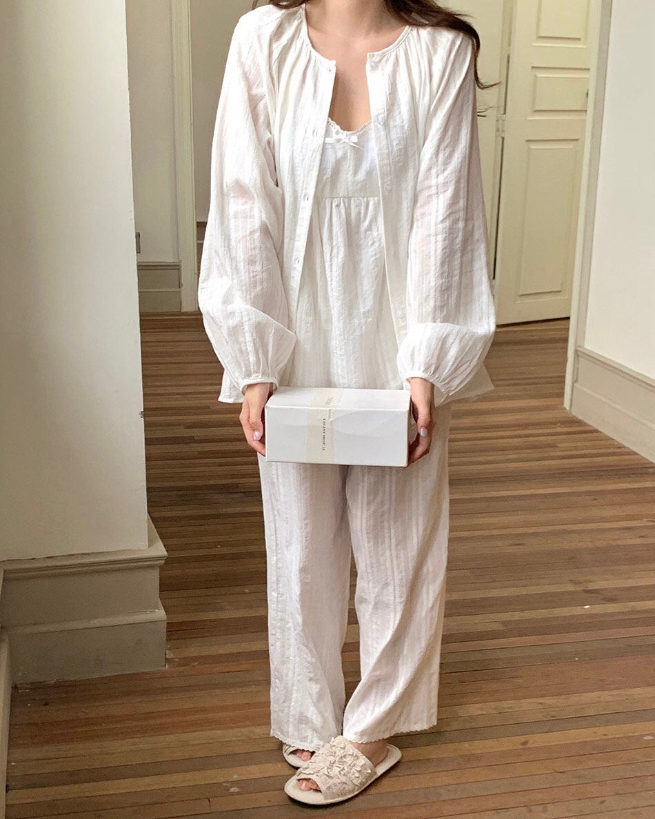 Linen Cami Cardigan Pajama Set