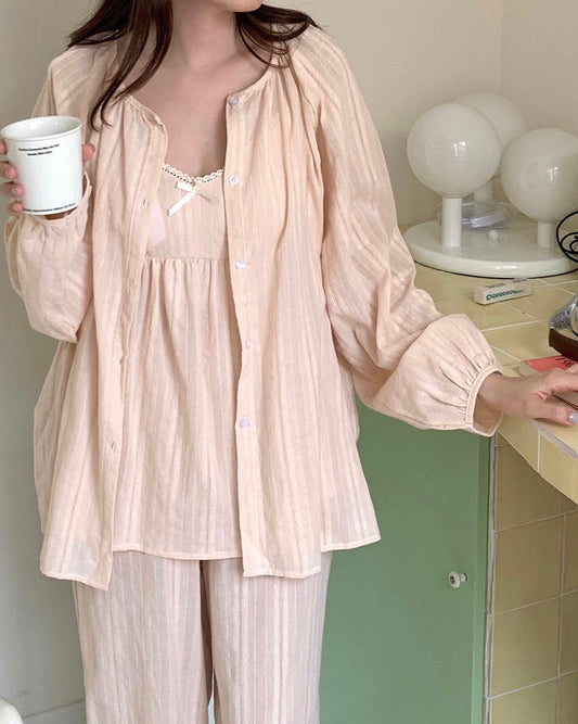 Linen Cami Cardigan Pajama Set