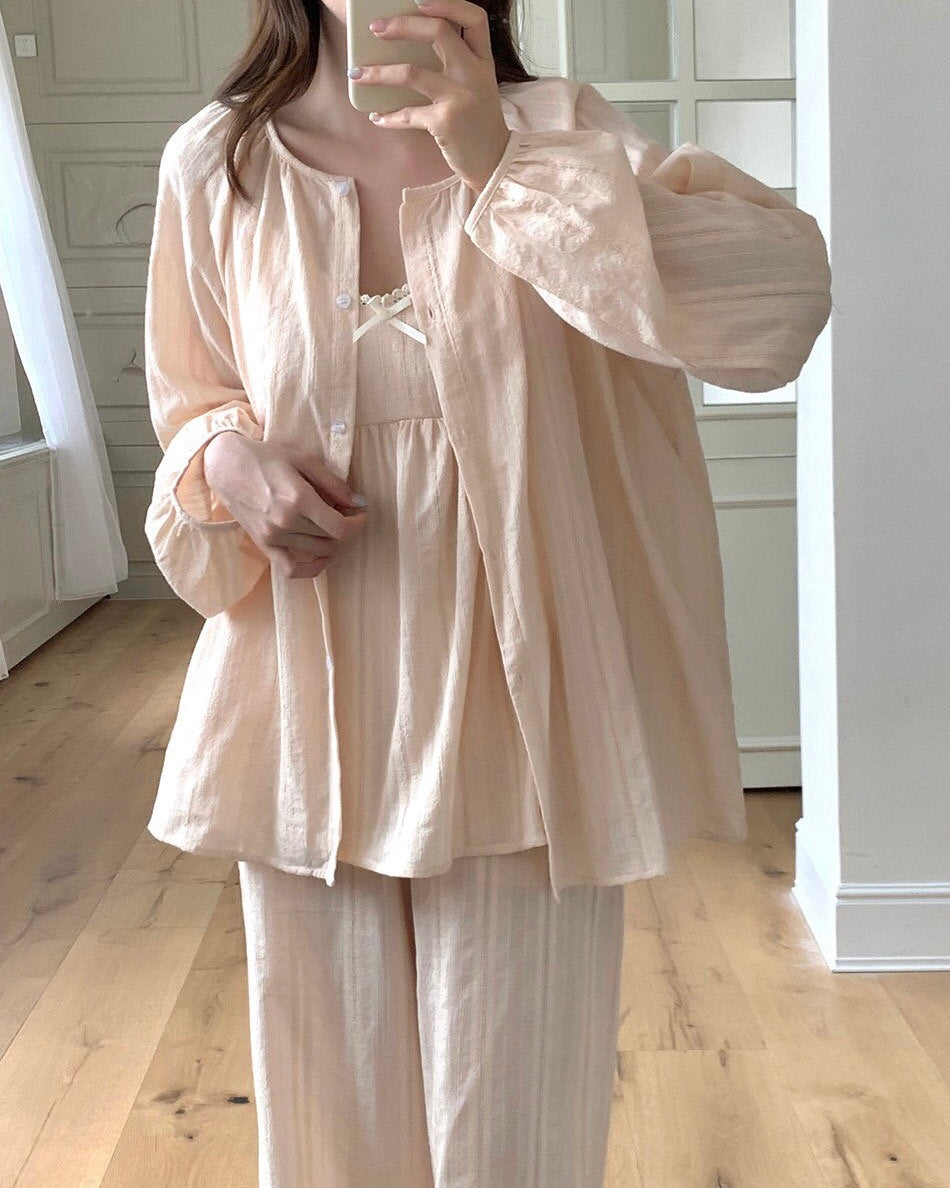 Linen Cami Cardigan Pajama Set