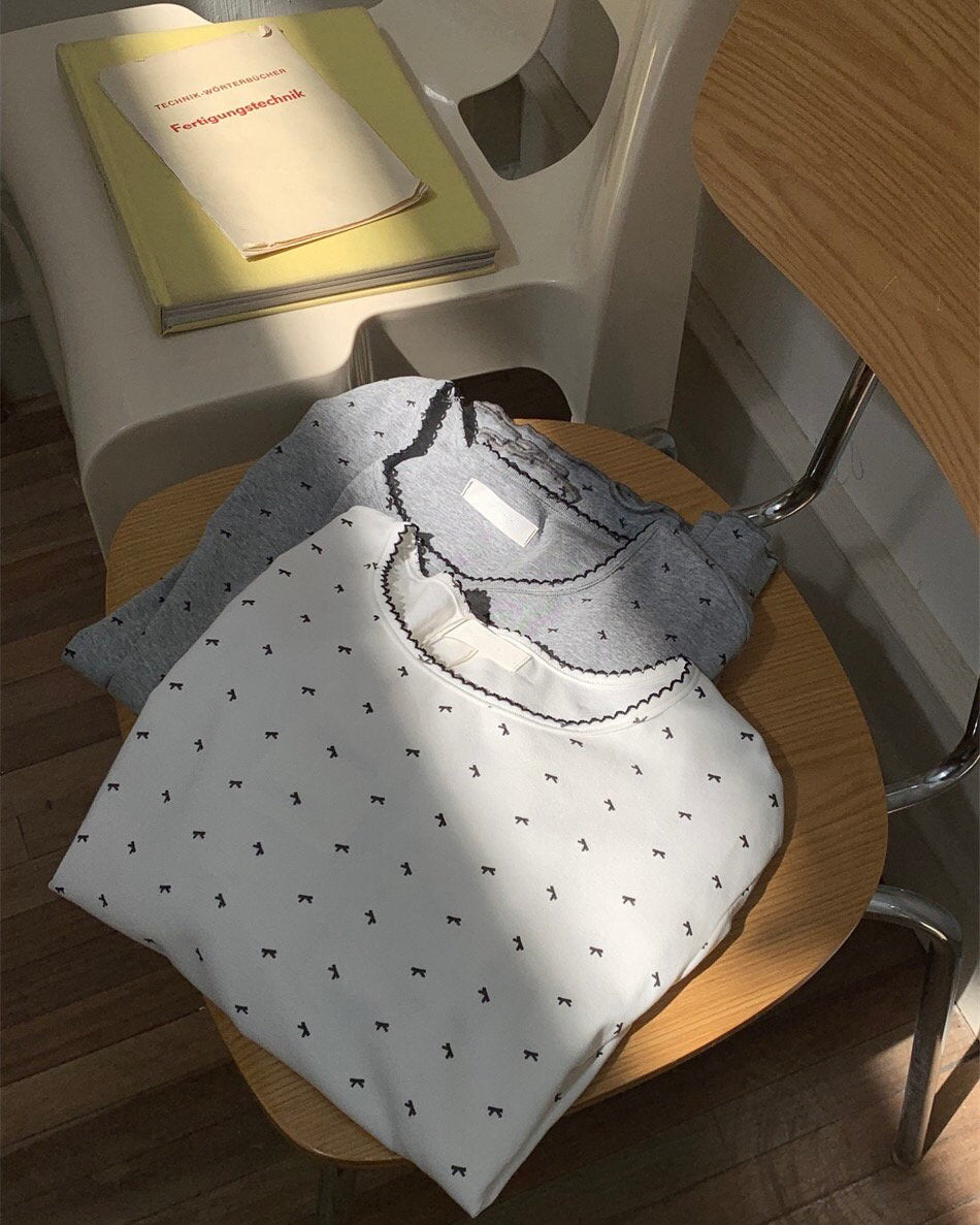 Ditsy Black Bow Pajama Set