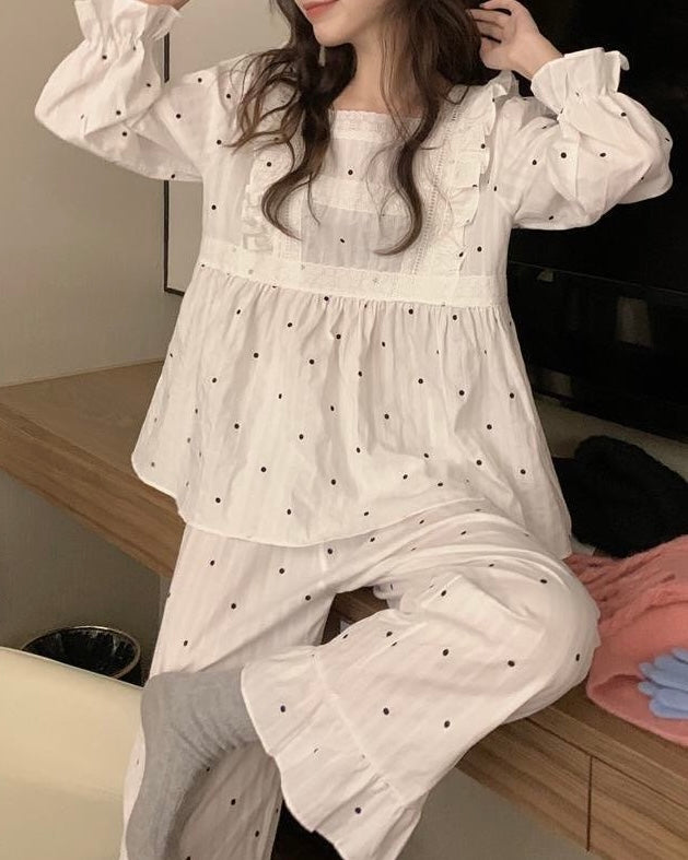 Polka Dot Ruffle Pajama Set