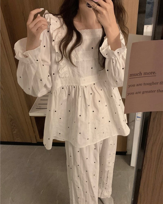 Polka Dot Ruffle Pajama Set