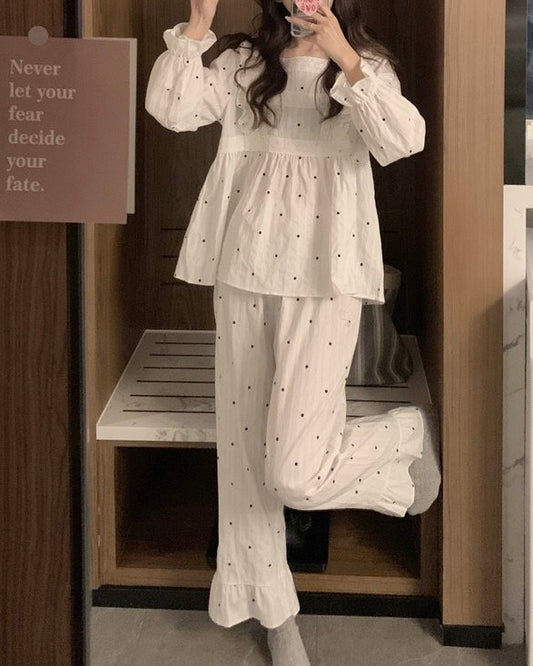 Polka Dot Ruffle Pajama Set