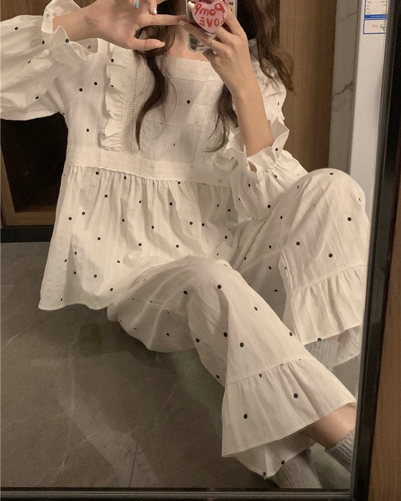 Polka Dot Ruffle Pajama Set