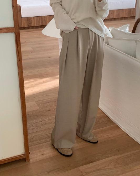 Taupe Pintuck Trousers
