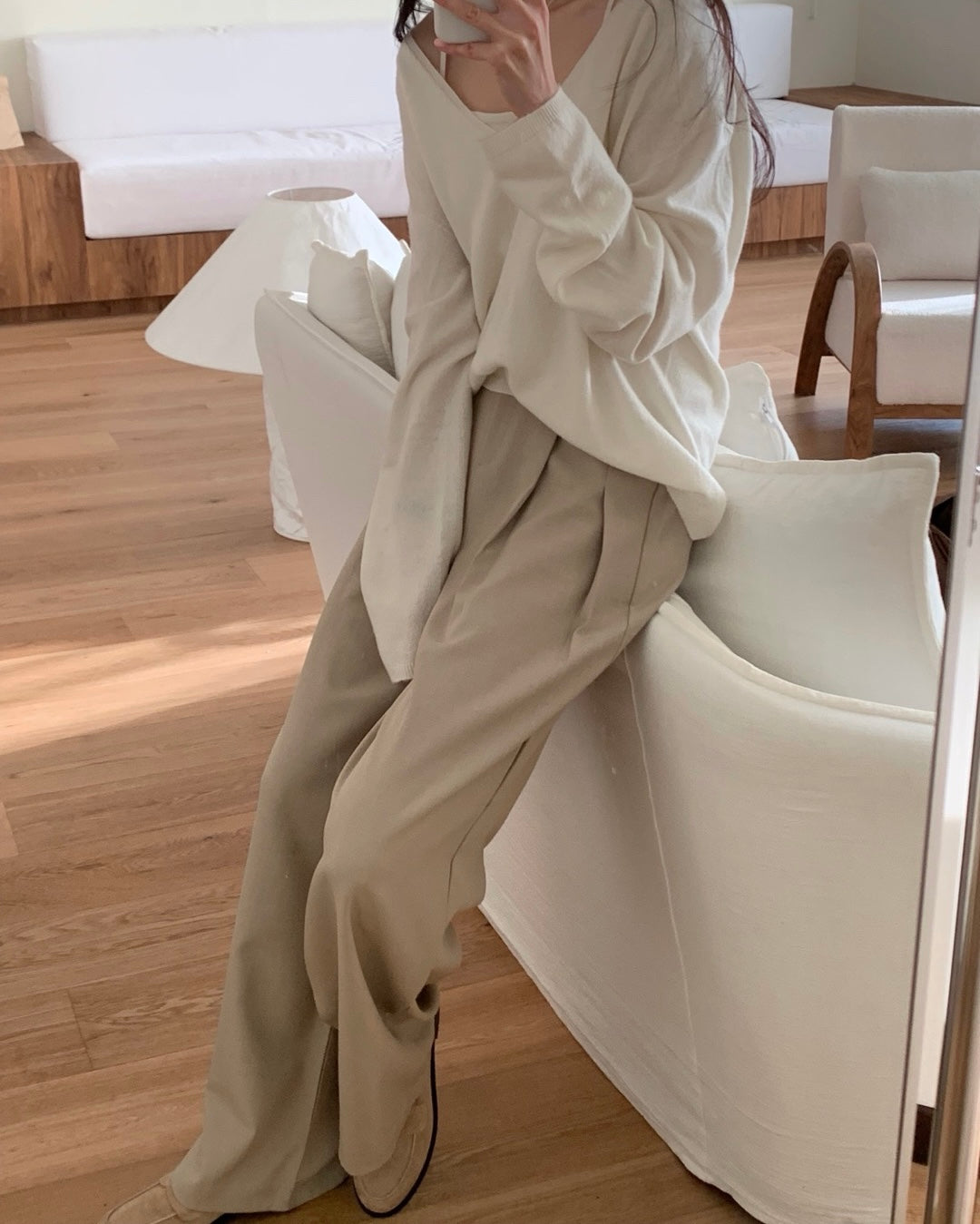 Taupe Pintuck Trousers