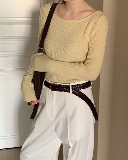 Boat Neck Rib Knit