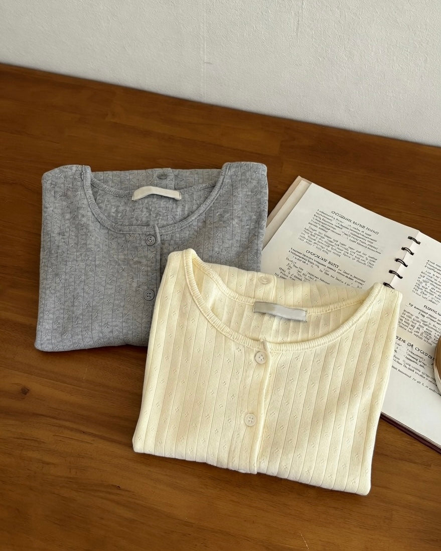 Pointelle Rib Knit Cardigan