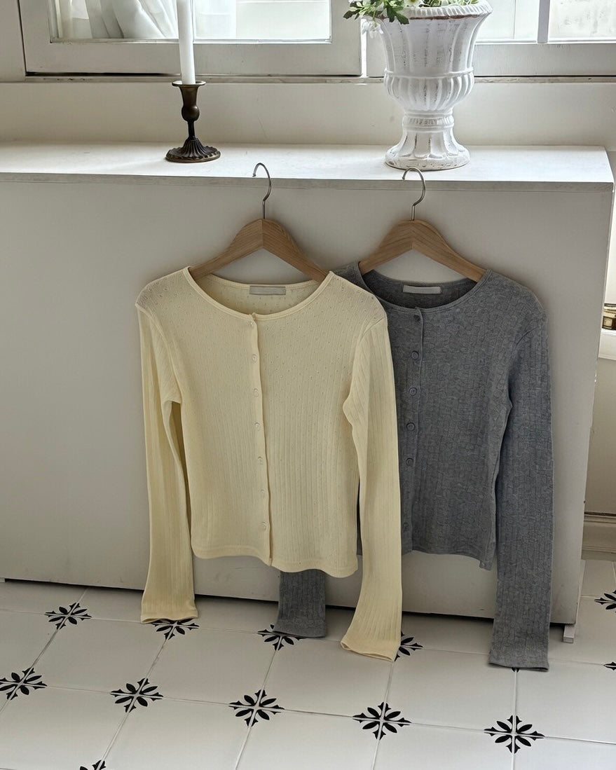 Pointelle Rib Knit Cardigan