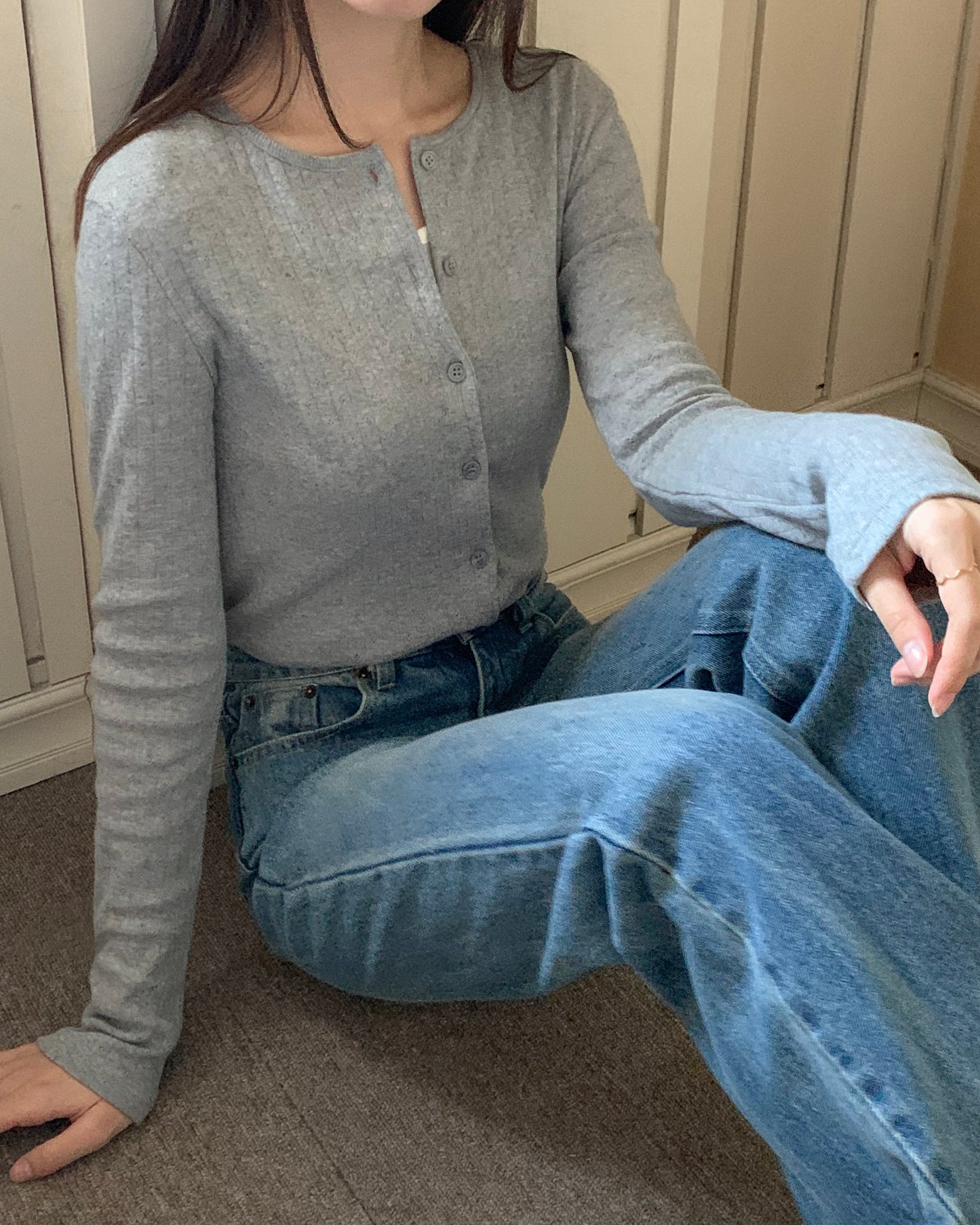 Pointelle Rib Knit Cardigan