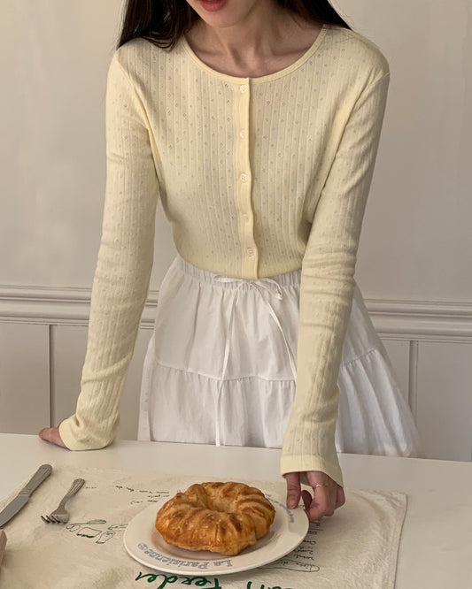 Pointelle Rib Knit Cardigan