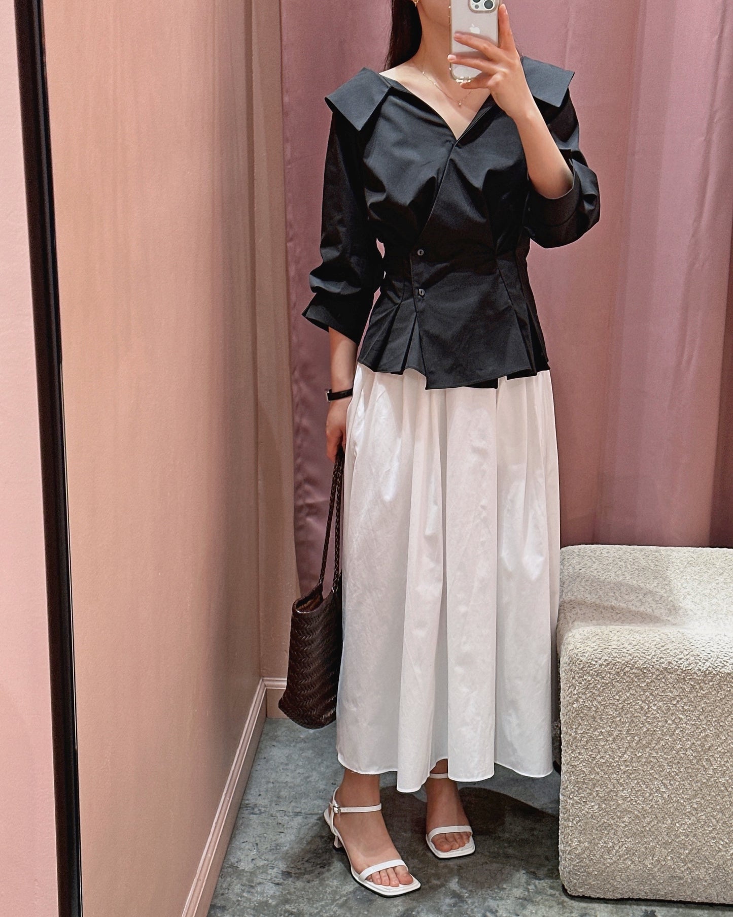 Flowy Pintuck A-Line Skirt