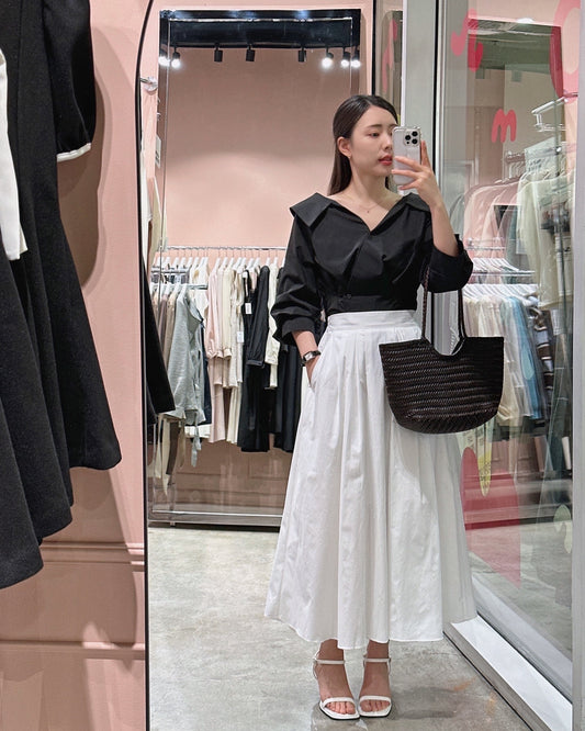 Flowy Pintuck A-Line Skirt