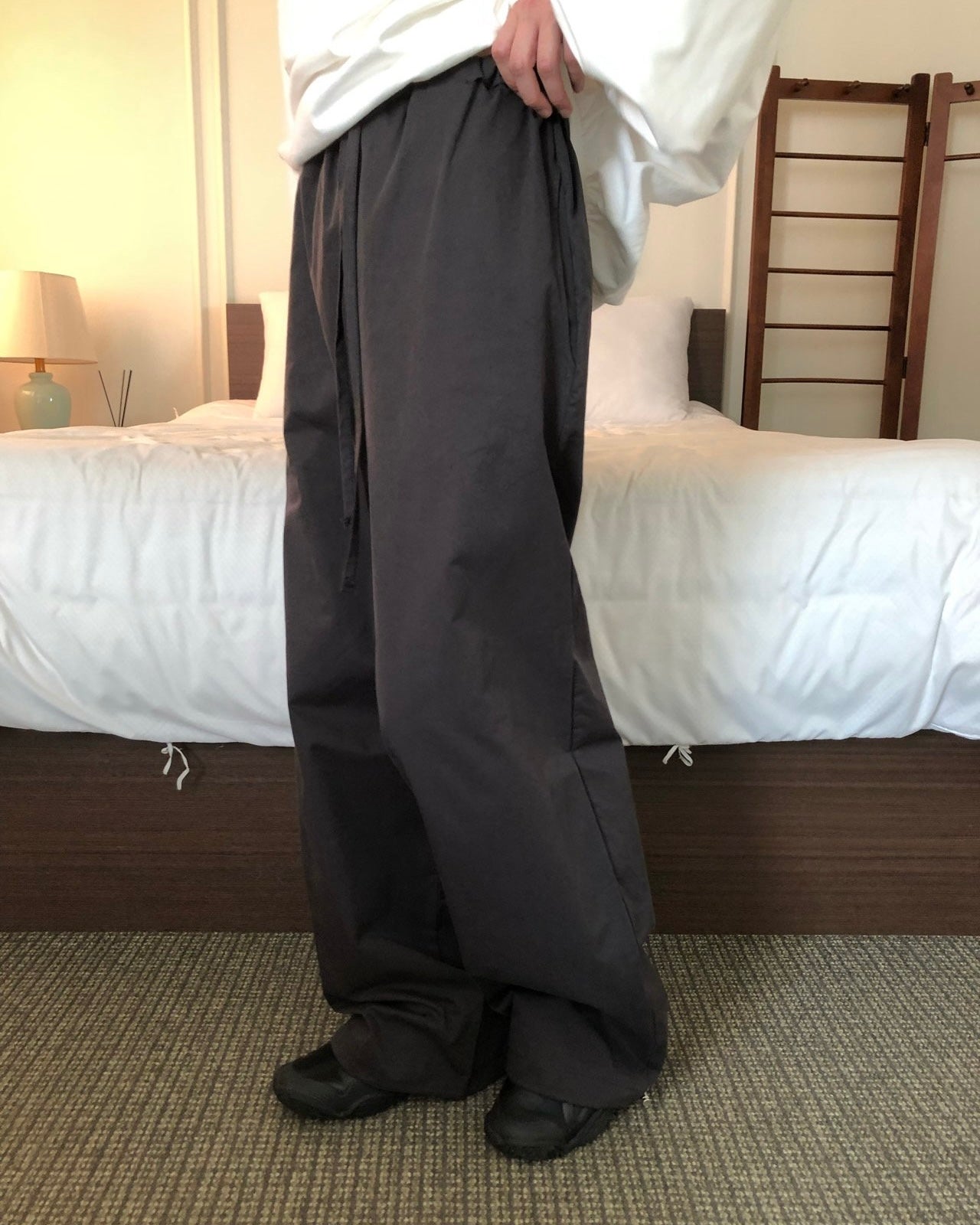 Drawstring Wide Leg Cotton Pants