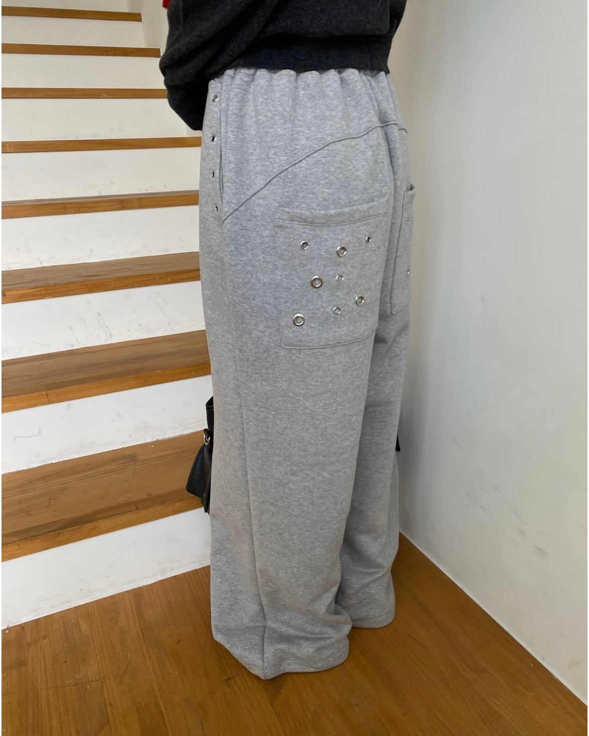 Grommet Detail Wide Leg Sweatpants