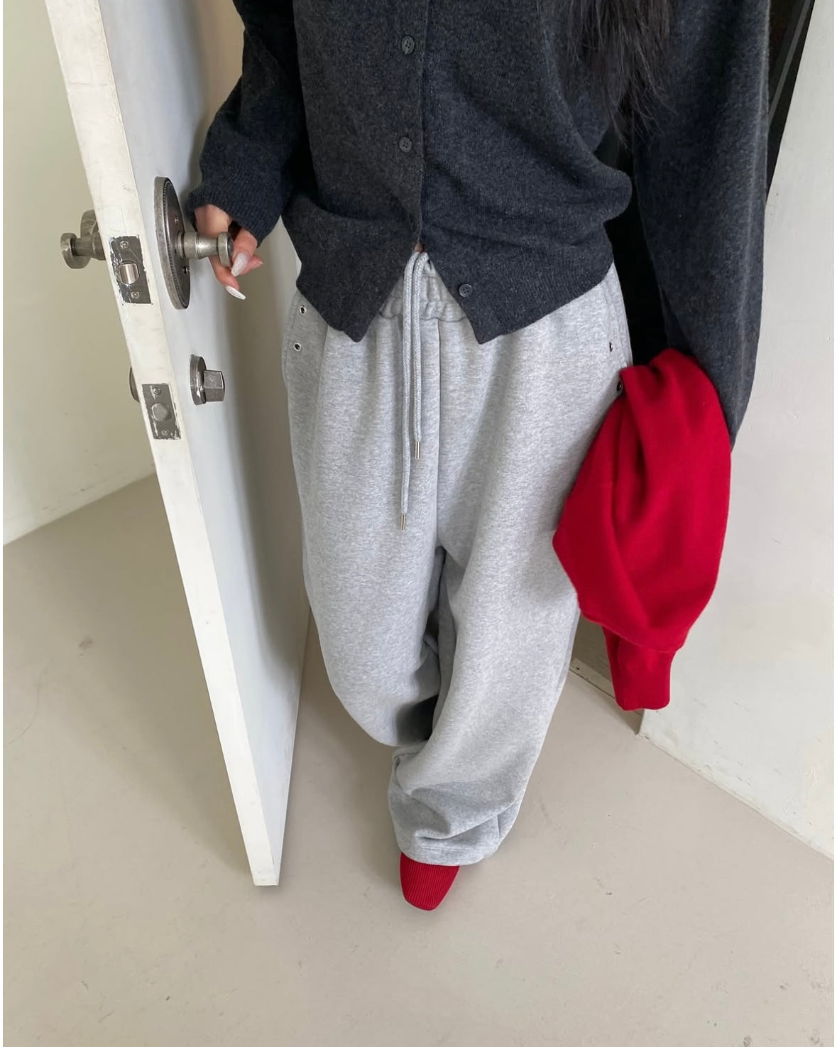 Grommet Detail Wide Leg Sweatpants