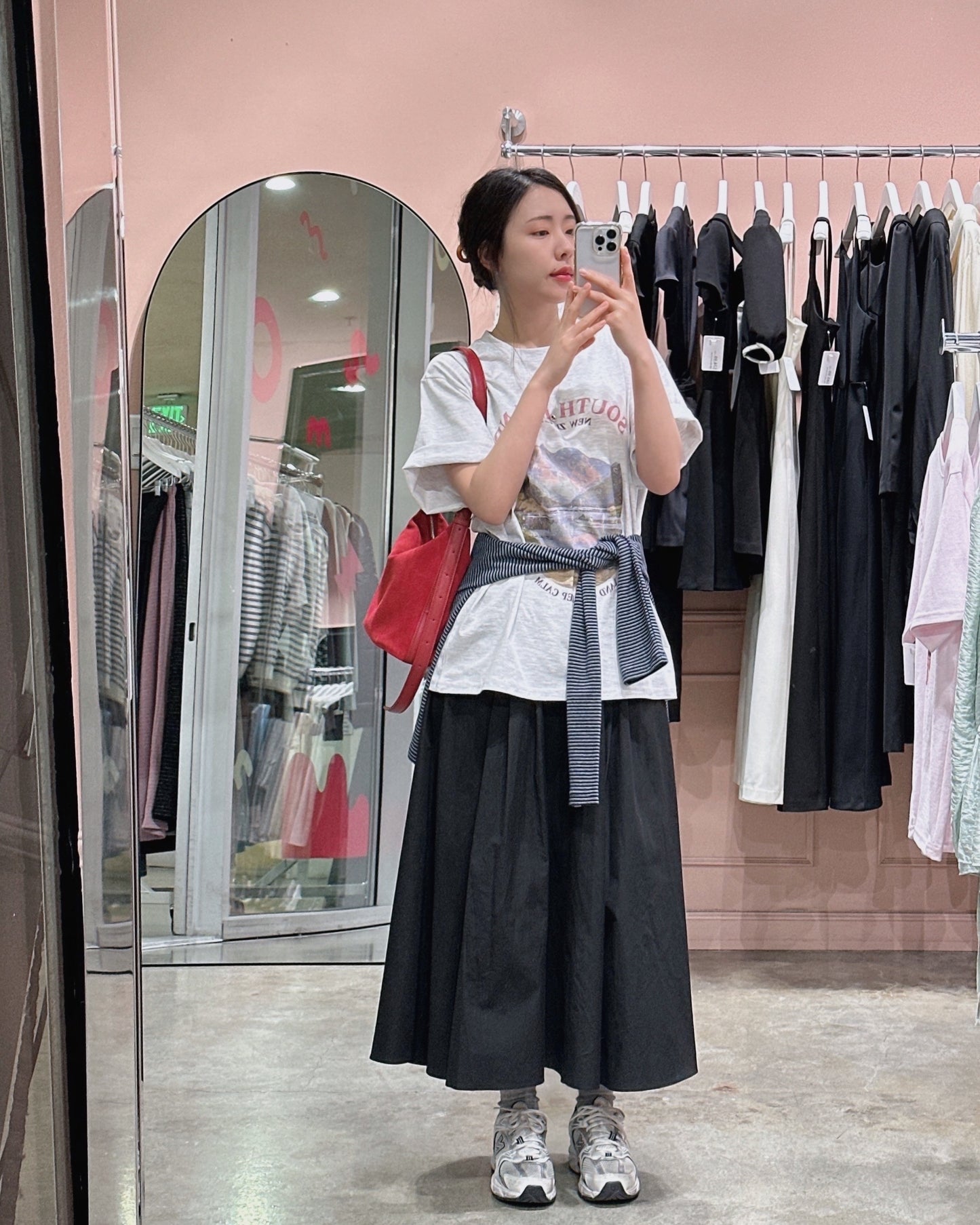 Flowy Pintuck A-Line Skirt