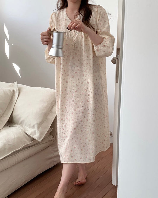 Rosebud Pajama Dress with Scrunchie