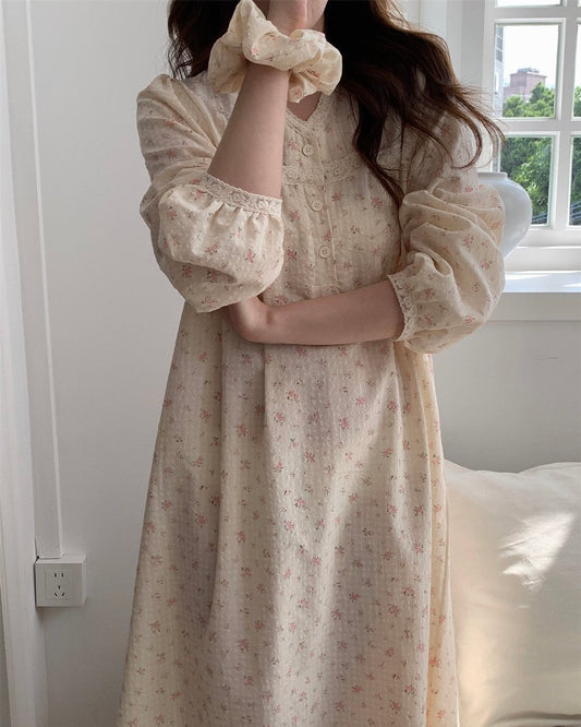Rosebud Pajama Dress with Scrunchie