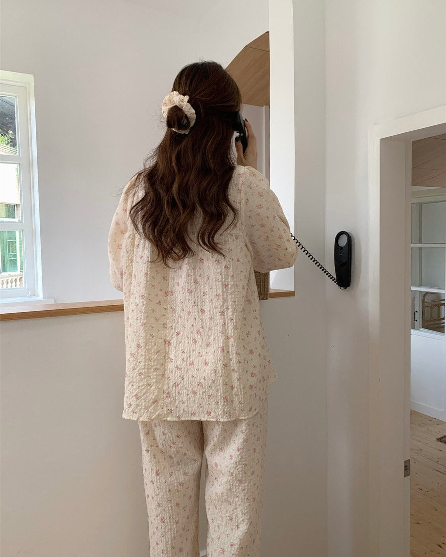 Rosebud Pajama Set with Scrunchie