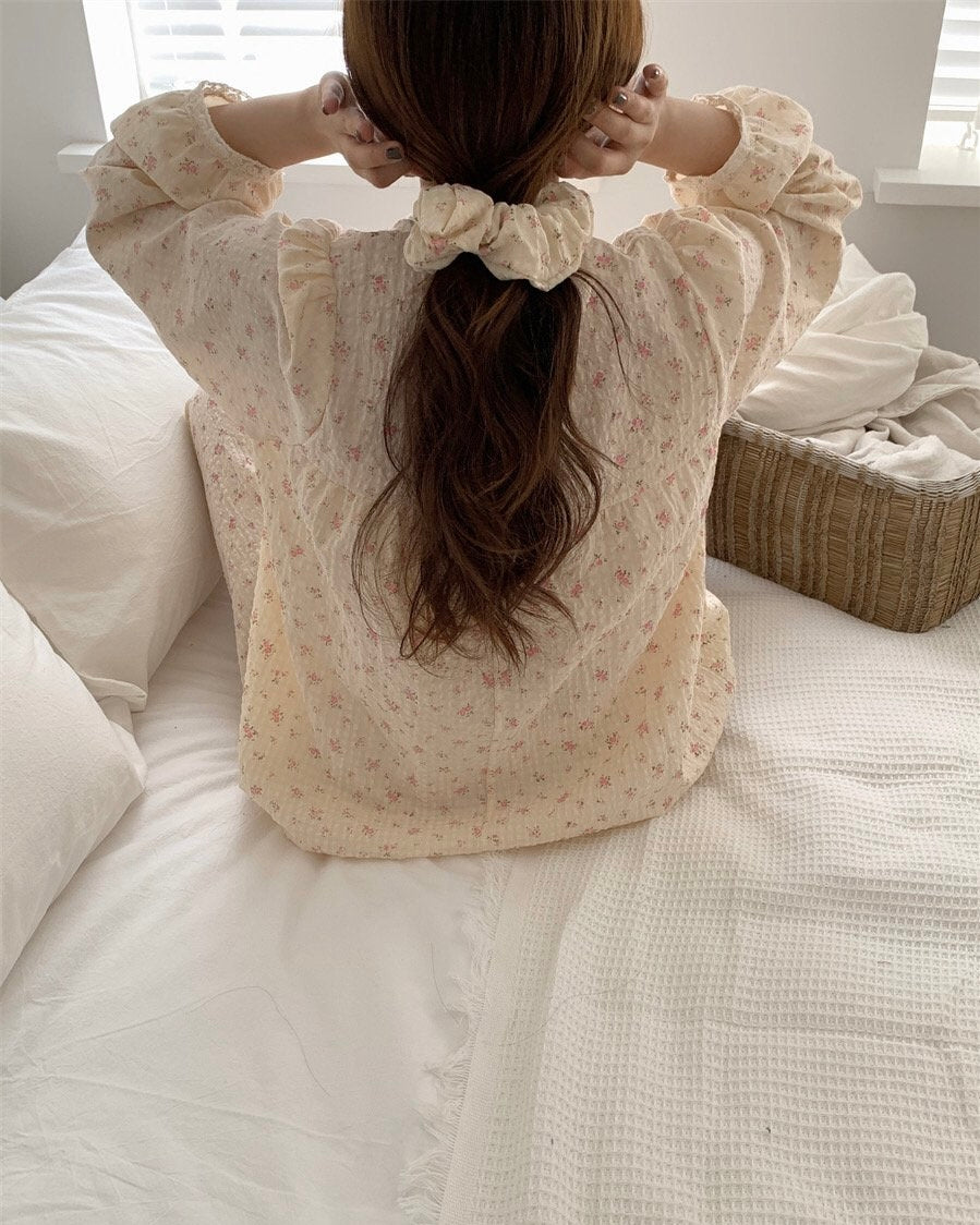 Rosebud Pajama Set with Scrunchie