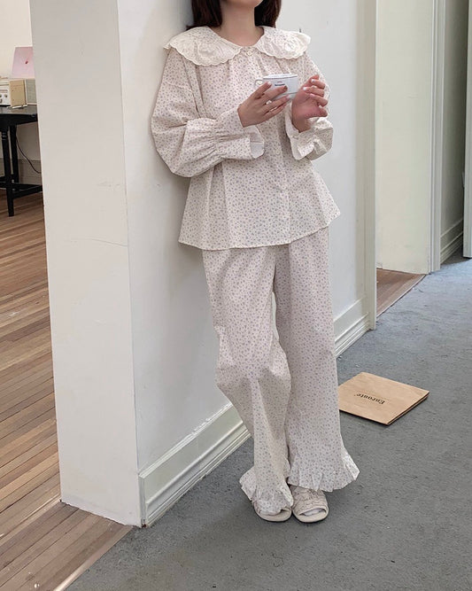 Blue Floral Pajama Set