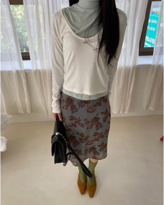 Floral Low Rise Midi Skirt