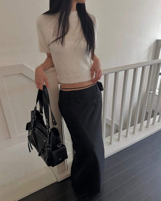 Pinstripe Low Rise Maxi Skirt