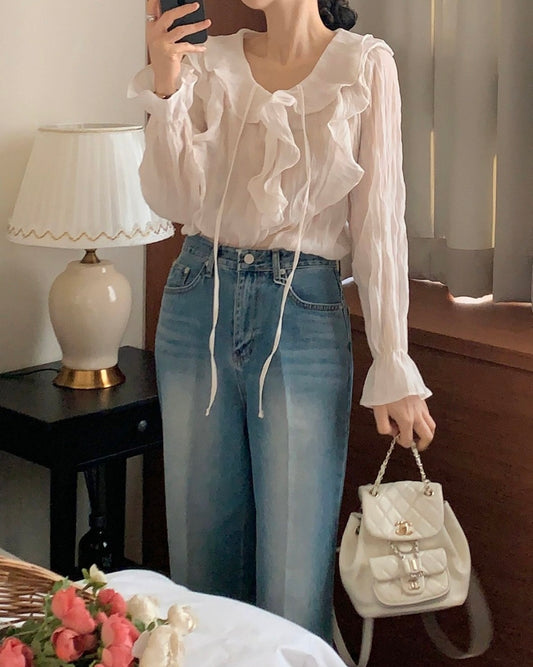 Sheer Ruffle Blouse