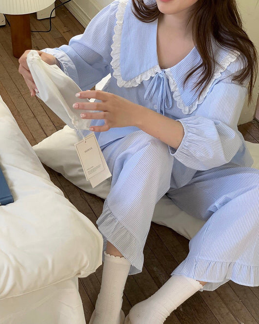Big Ruffled Collar Pajama Set