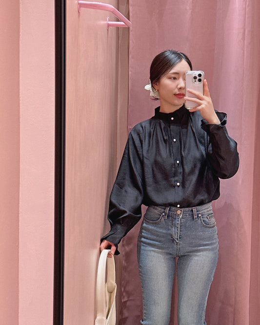 Sheer Organza High Neck Blouse