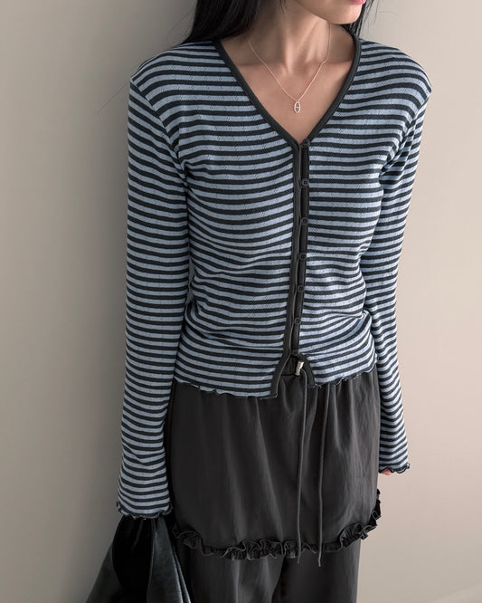 Striped Punching Cardigan