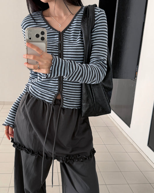 Striped Punching Cardigan